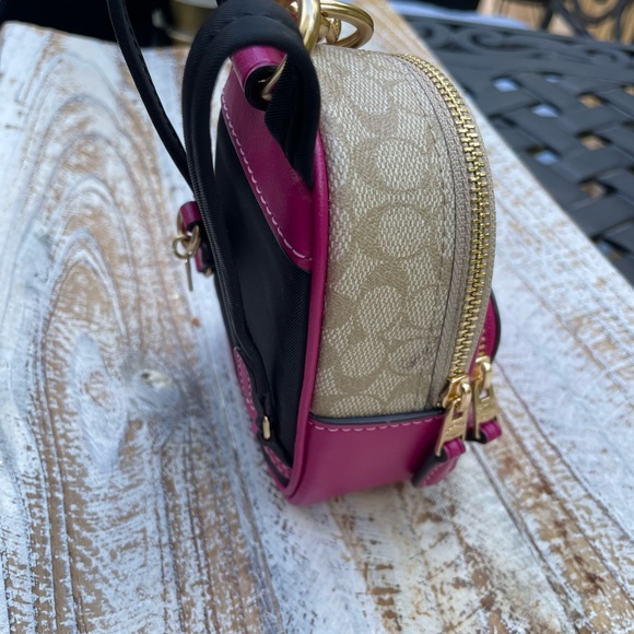 Coach Beige and Pink Mini Backpack Keychain Bag Charm - Picture 3 of 9